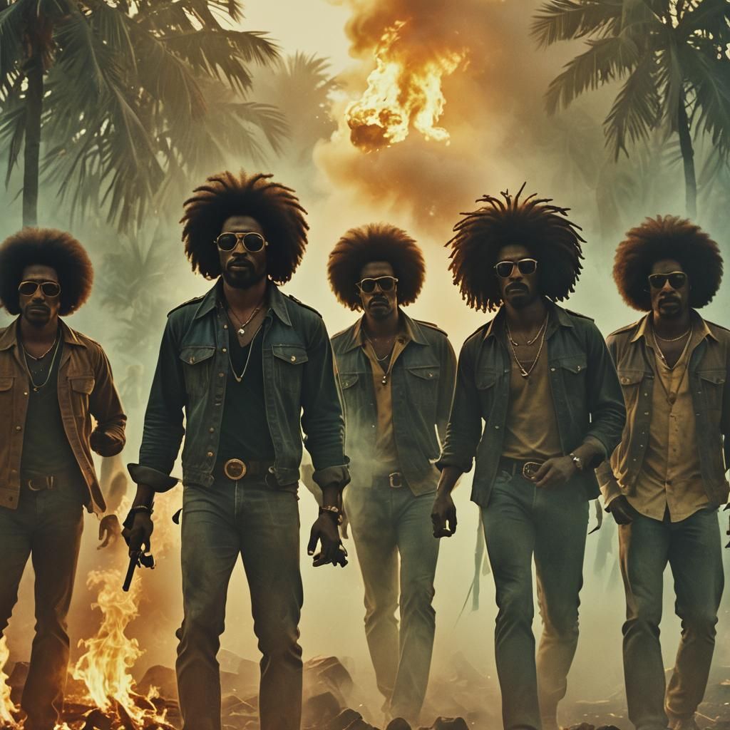 1970s Movie Poster of Jamaican Men Silhouette