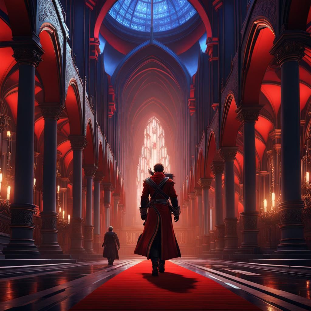 Auron in Futuristic Cathedral Concept Art