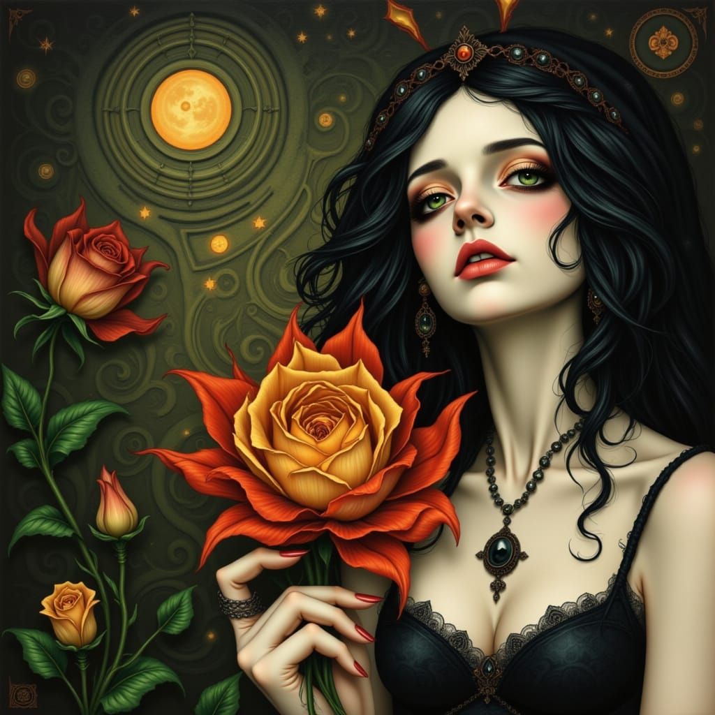 Ethereal Woman in Cosmic Dream State