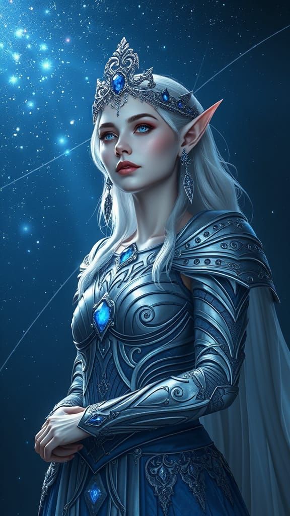 Celestial Elven Queen in a Starry Sky