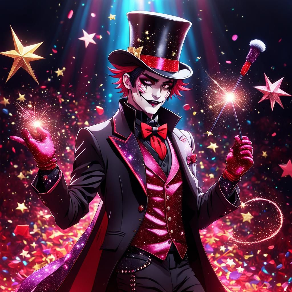 Glamorous Goth Punk Magician in Anime Style