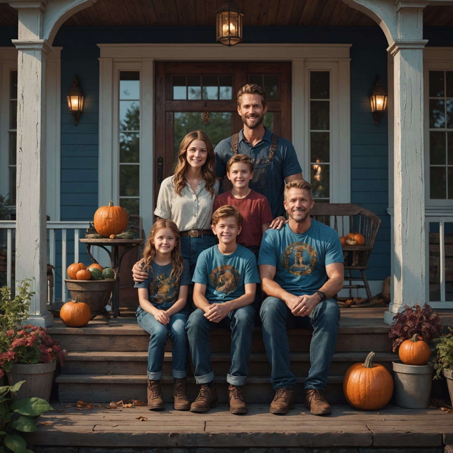 Family Portrait on Front Porch in 8k