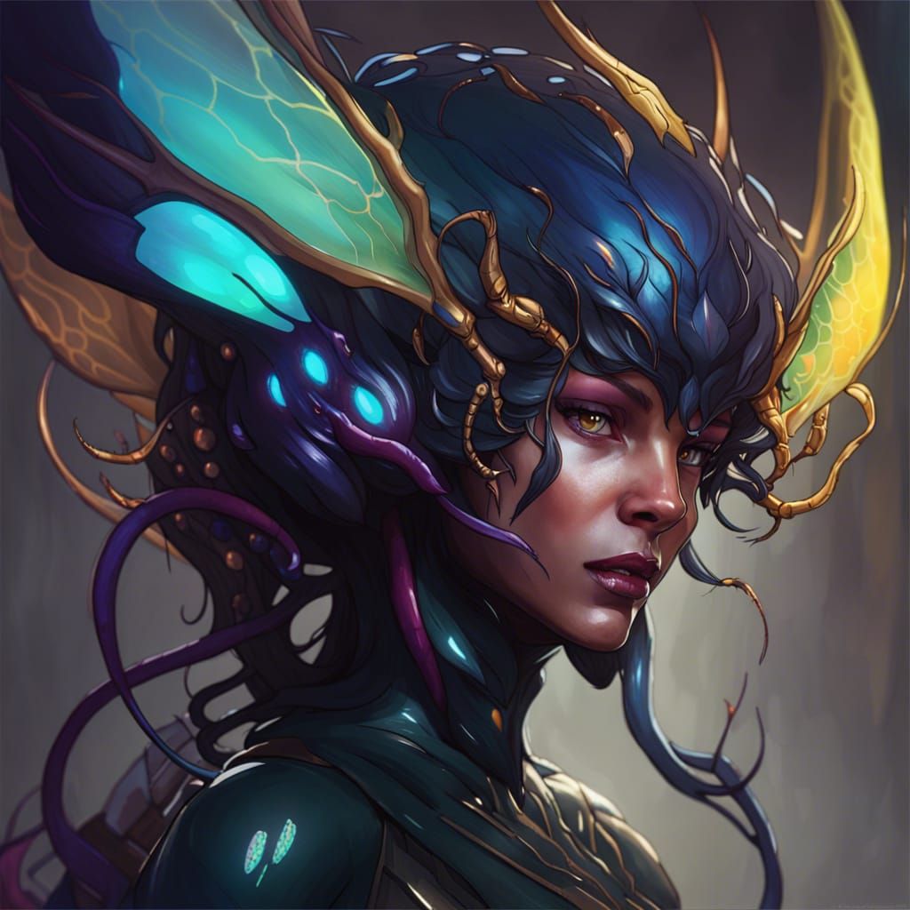 Eldritch Alien Wasp Queen Portrait in 8k