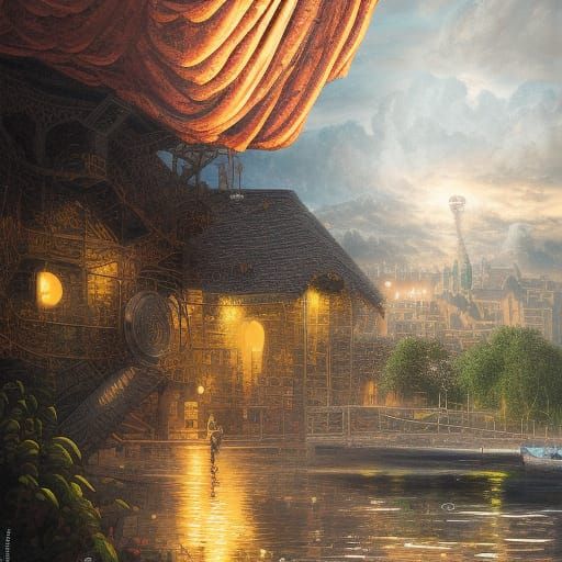 Surreal Landscape with Egg, Detailed Matte Painting