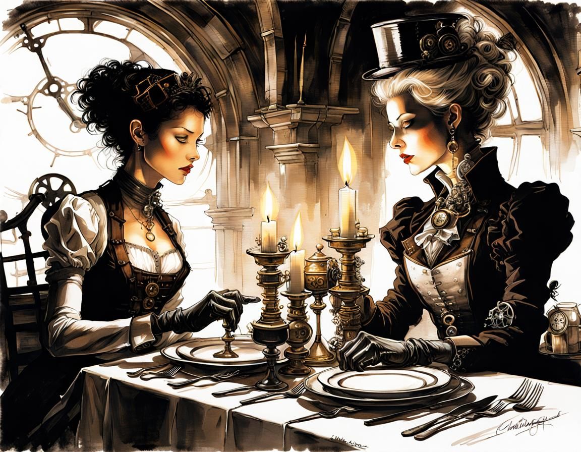Steampunk Dinner with Clockwork and Chiaroscuro