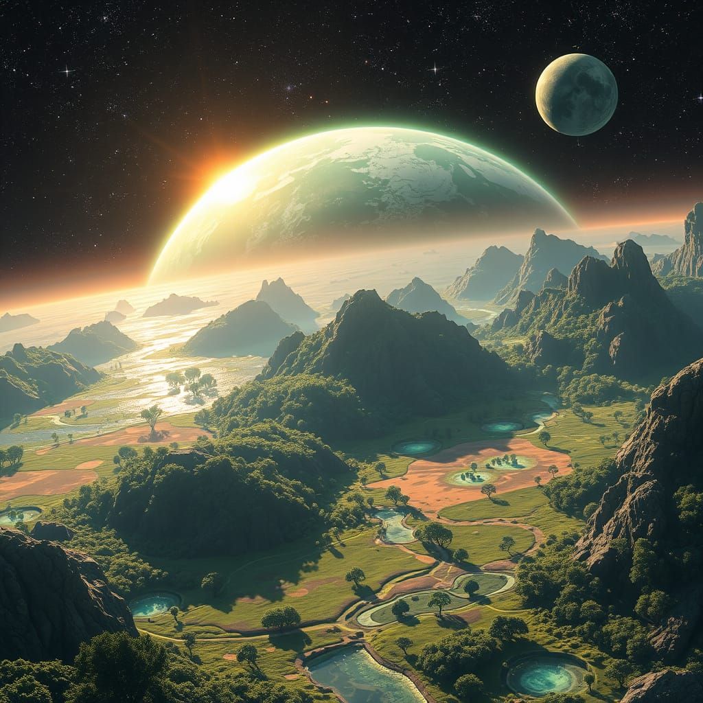 Exoplanet Thalvenari: A Lush World from Orbit