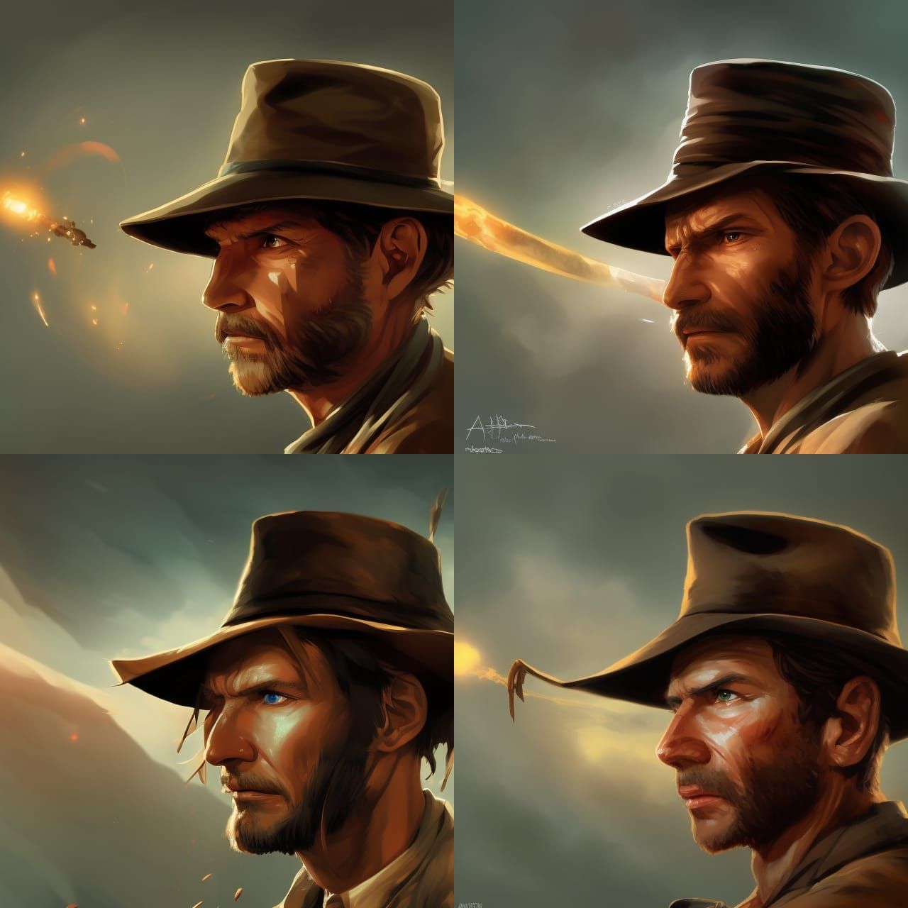 Indiana Jones Portrait in Anime Manga Style