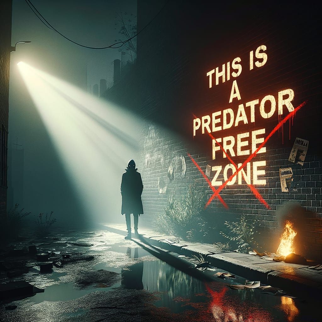 Gritty Urban Street Scene with Vigilant Justice