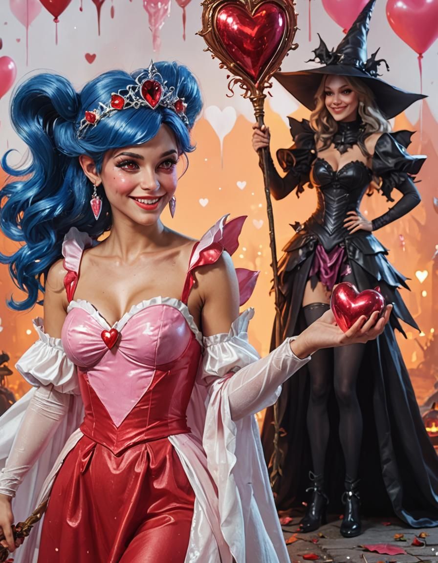 Fairy Princess with Heart Scepter in Comic Art Style