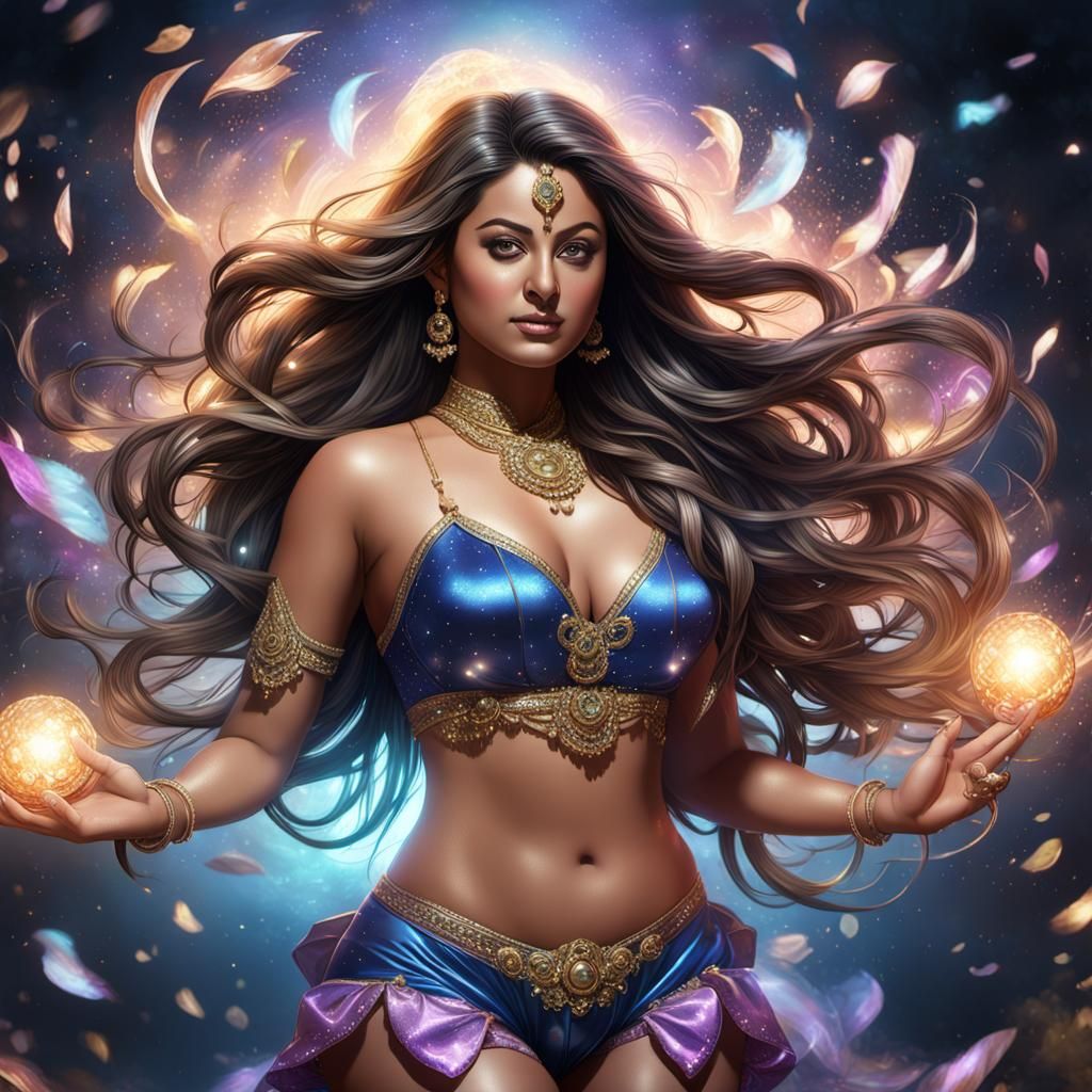 Fantasy Goddess with Magical Eyes in Dark Concept Art