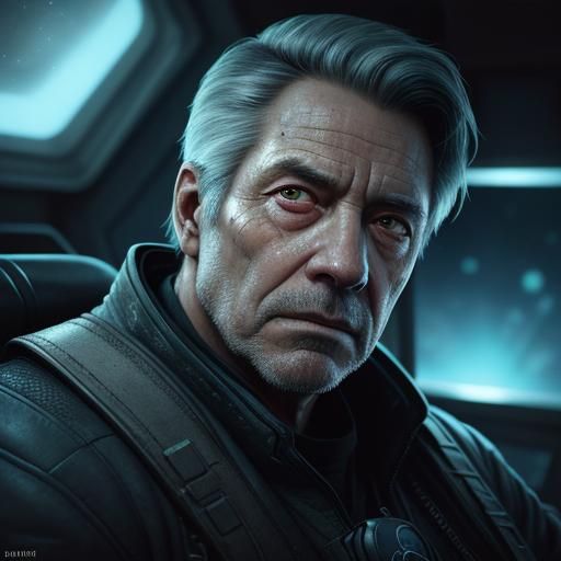 Commander Adama: Exhausted Shuttlecraft Pilot, Digital Art