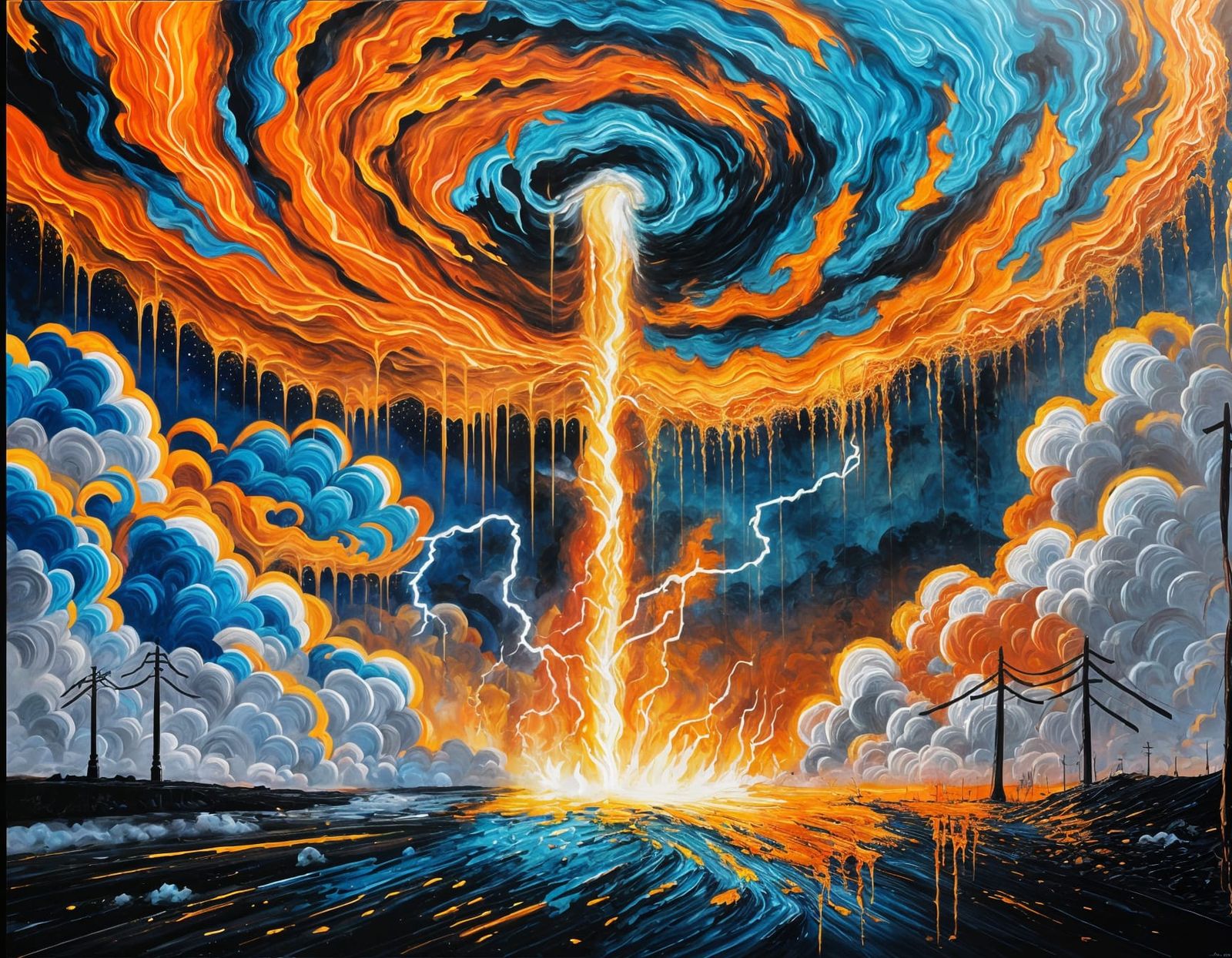 Vibrant Fantasy Graffiti Unleashes Fire and Lightning