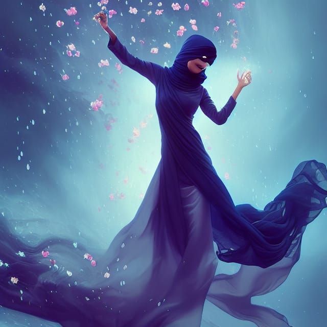 Arab woman in futuristic niqab