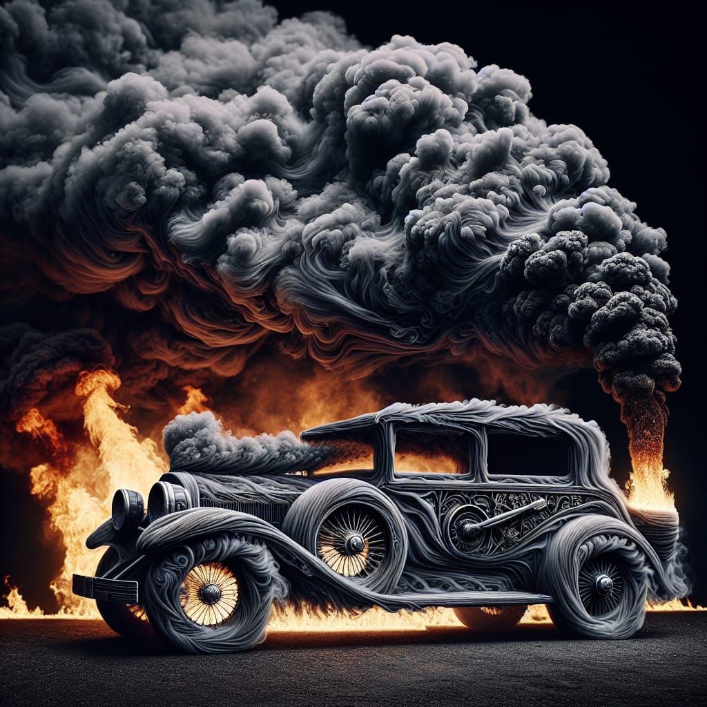 Surreal Car Made Out Of Smoke
