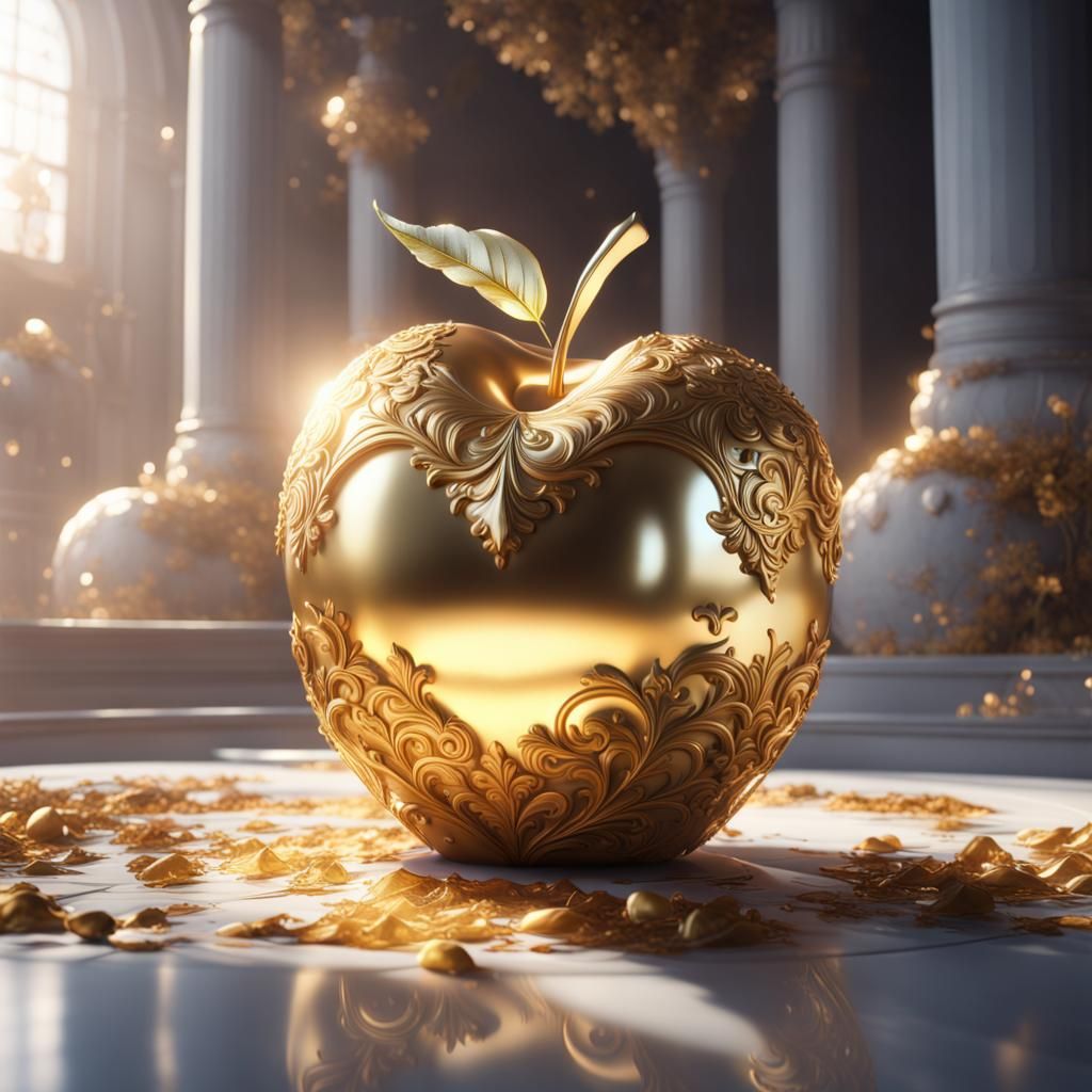 Golden Heart Apple: Fantastical Matte Painting