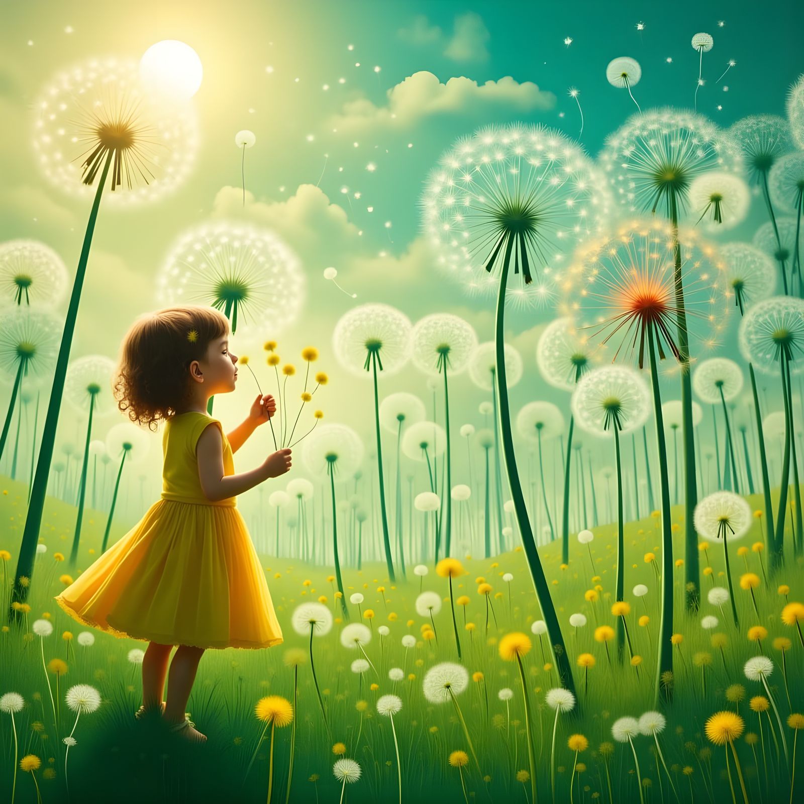 Childhood Dream: Dandelion Seeds in Summer Haze