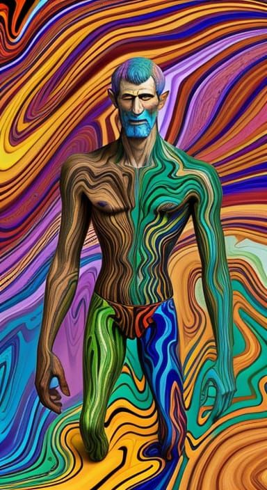 Fauvist Marbling Wood-Stain Tofu Golem