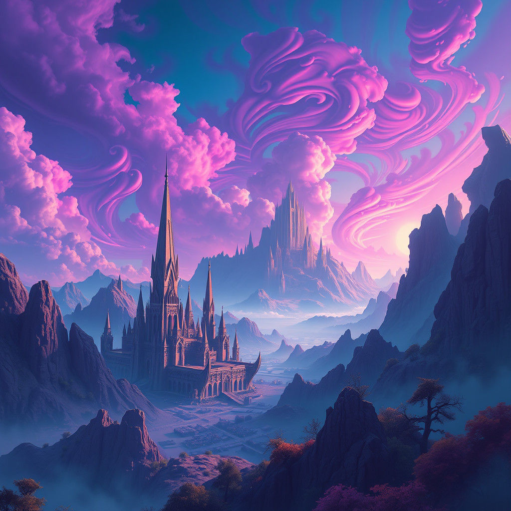 Dreamlike Fantasy Landscape in Hyper-Realistic Style