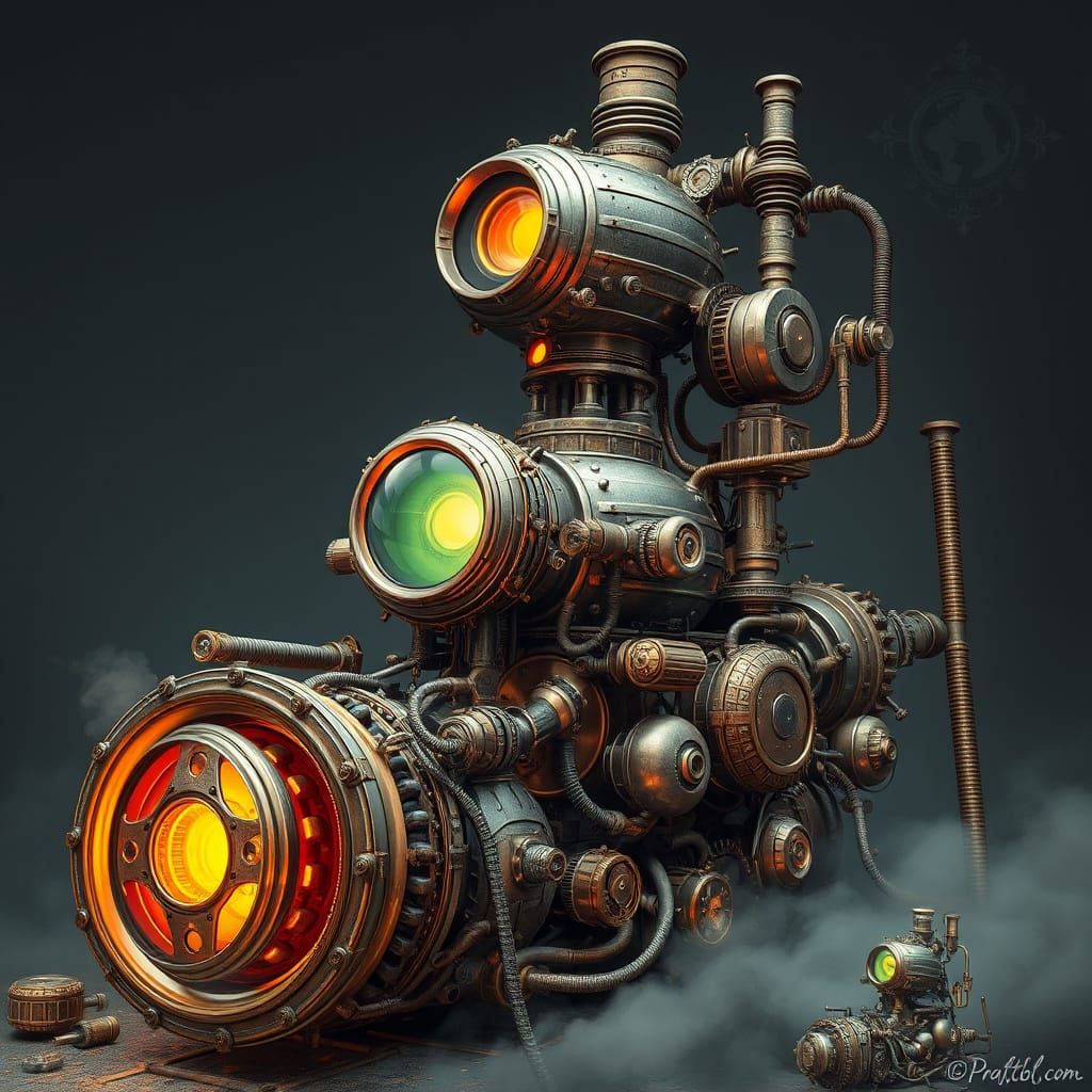Steampunk Alien Engine in Intricate Detail