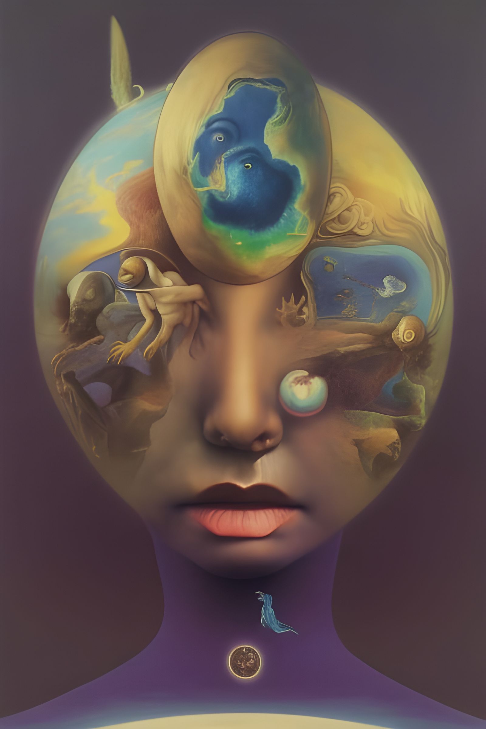 Cosmic Third Eye: A Surreal Oil Painting