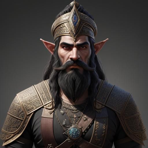 Dwemer Male with Assyrian Beard in Steampunk Style