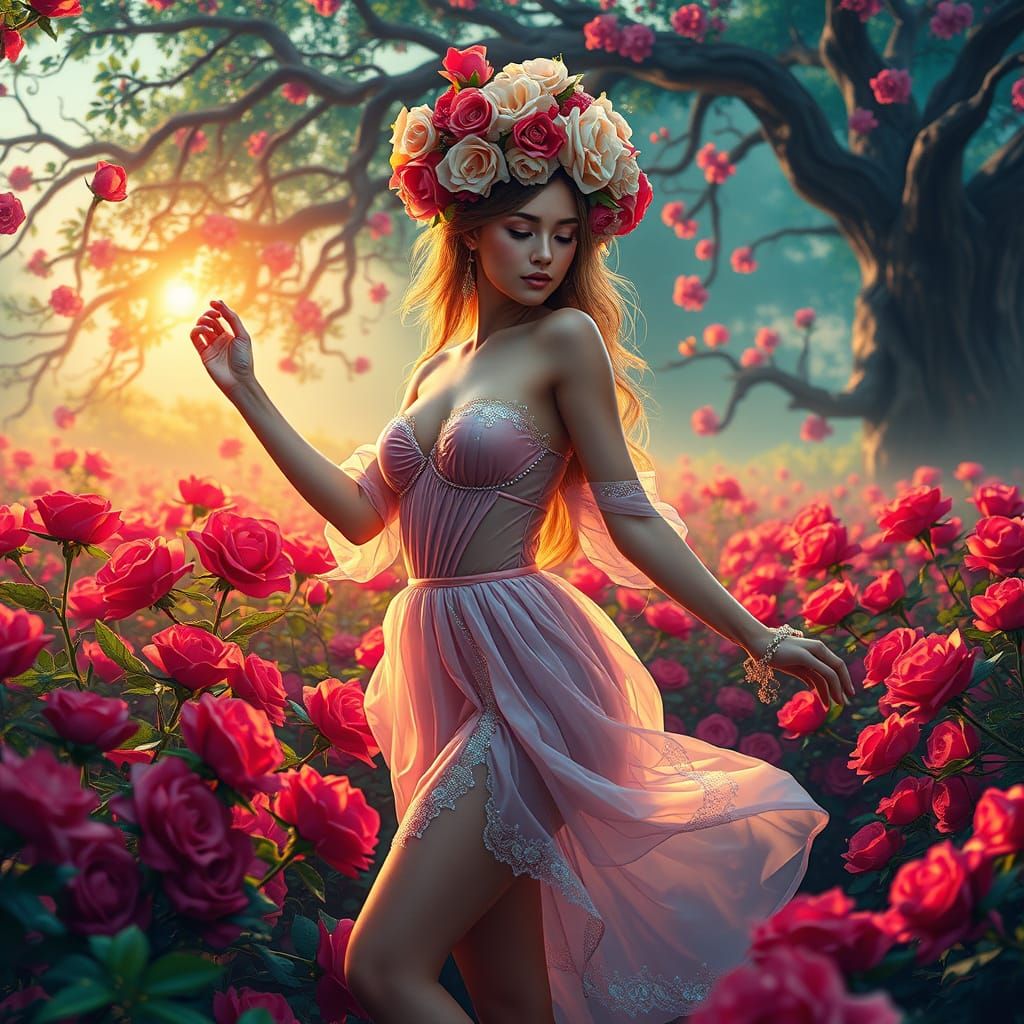 Flower crowned goddess beauty
