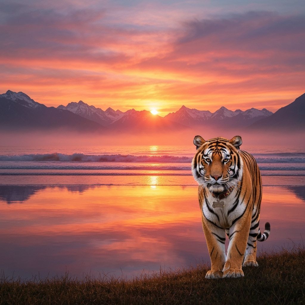 Tiger at Double Sunset in Stalenhag Style