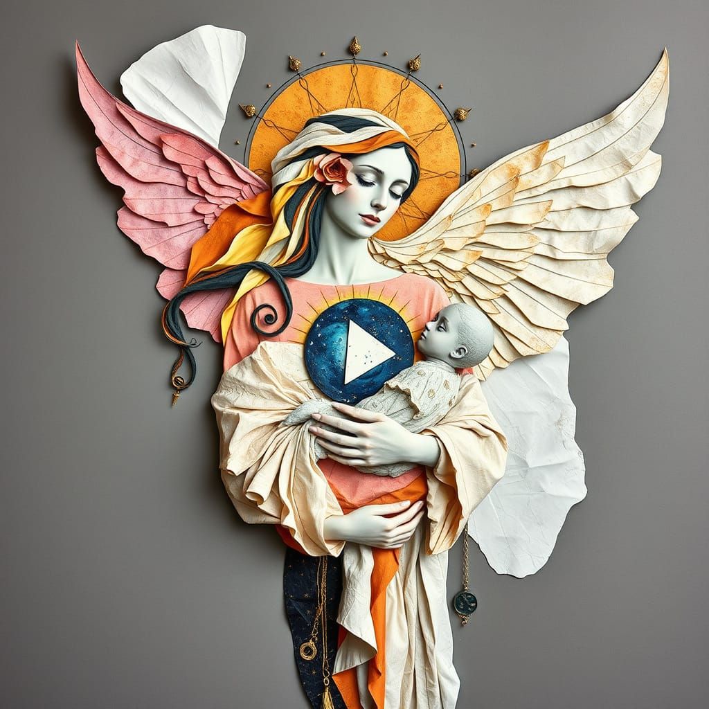 Celestial Mother: Surreal Mixed Media Collage