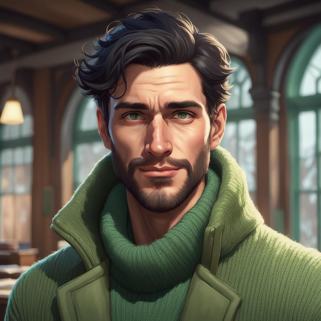 Detailed Portrait of a Young Teacher in Digital Art Style