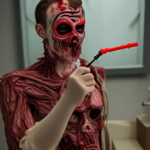 Mad Doctor with Syringe of Zombie Blood