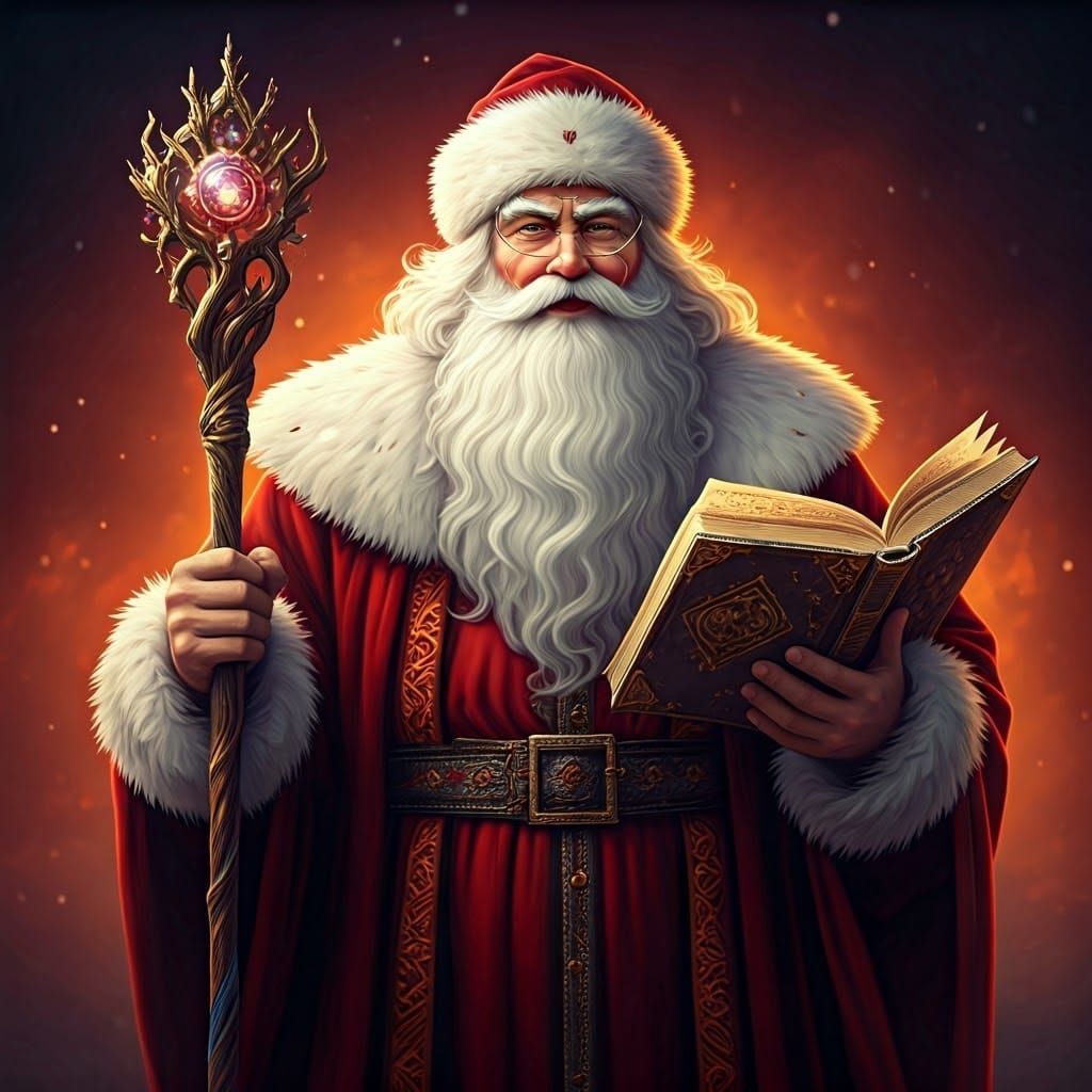 Majestic Santa Claus in Wizardly Ankara Attire