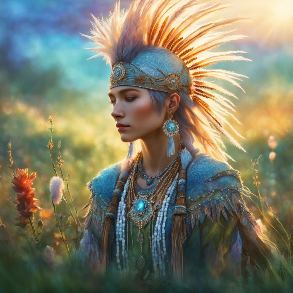 Mohawk Youth in Ethereal Fantasy Regalia