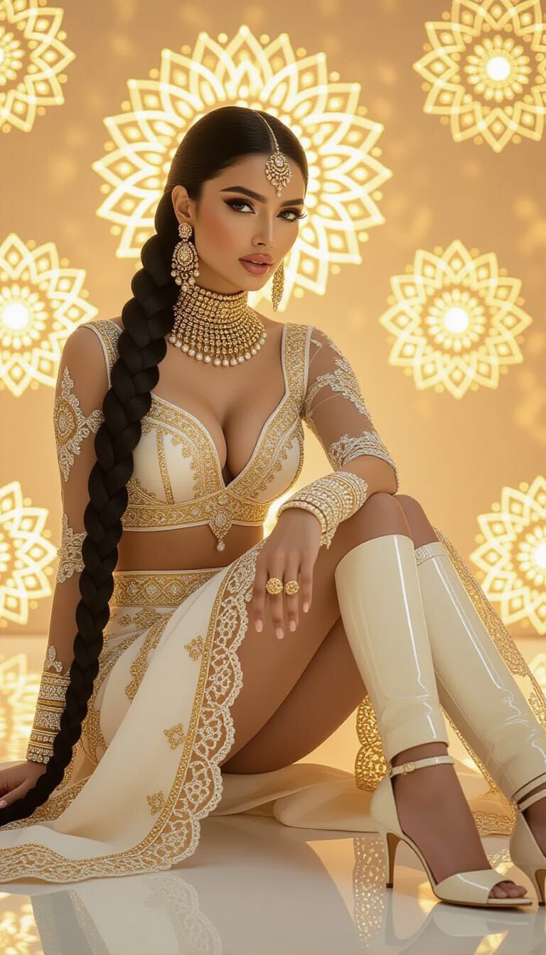 Woman with Braids and Golden Mandalas