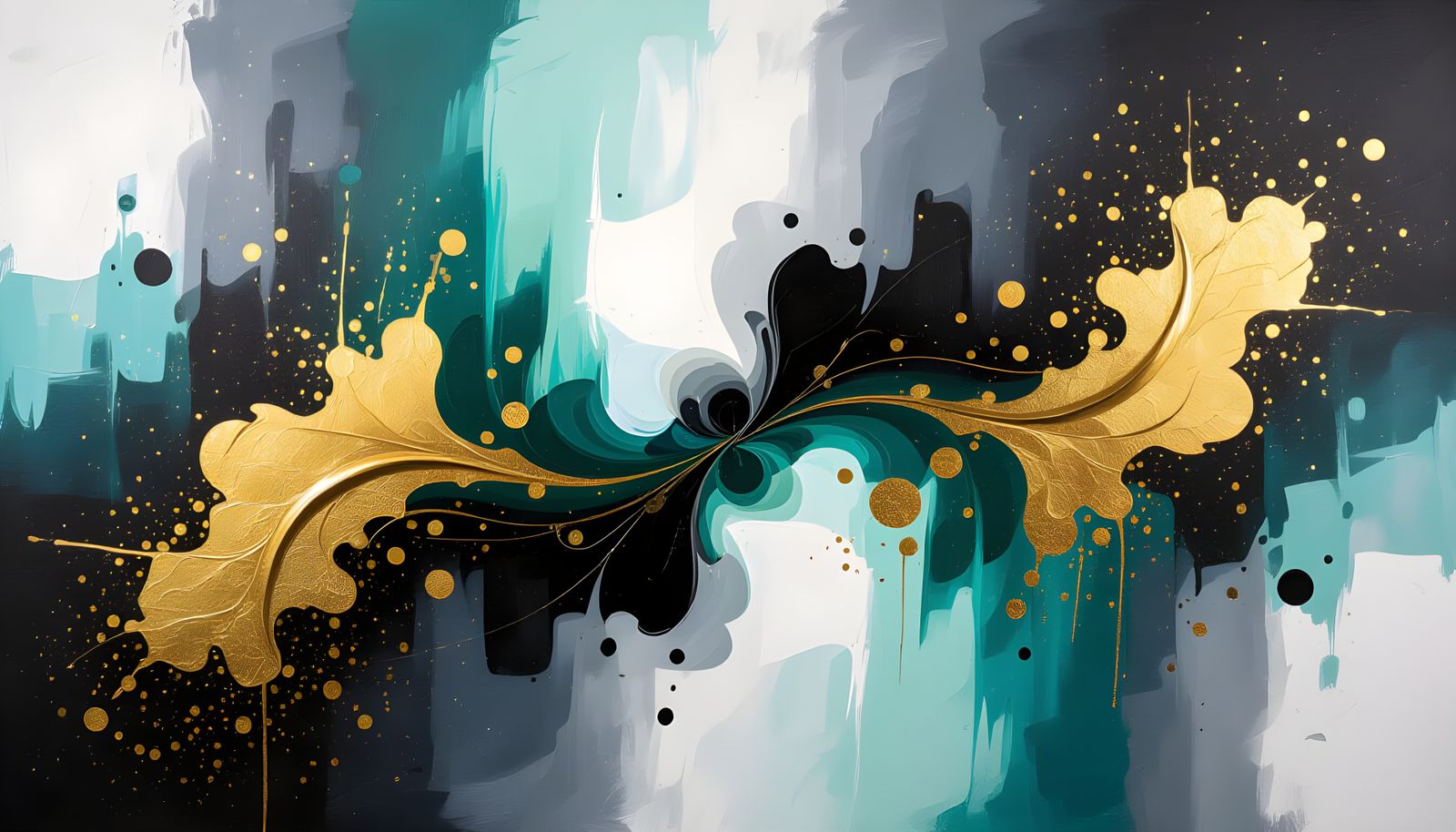 Abstract black, gold oil acrylic painting background wallpap...