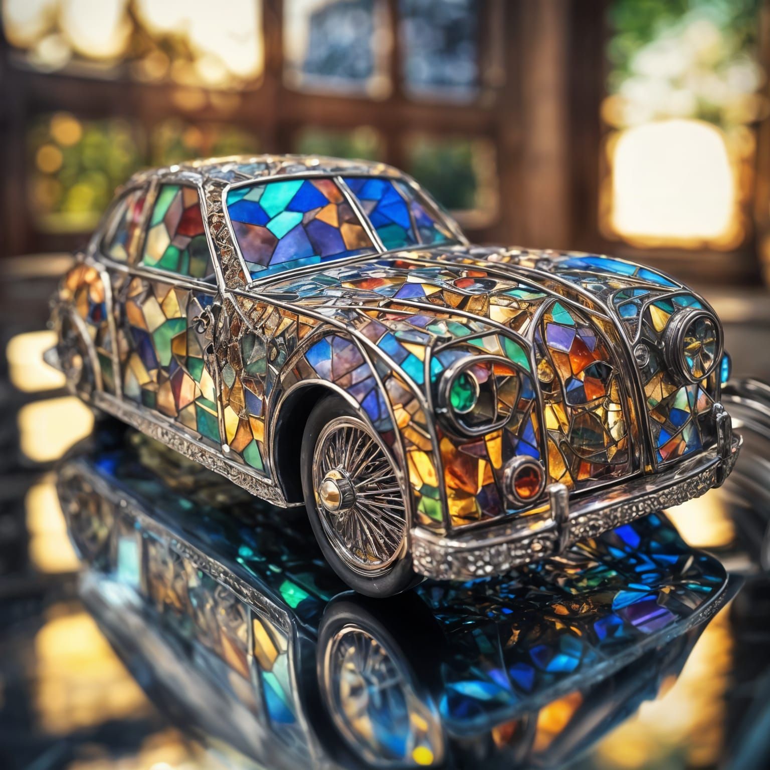 Stained Glass Car Model with Fractal Details