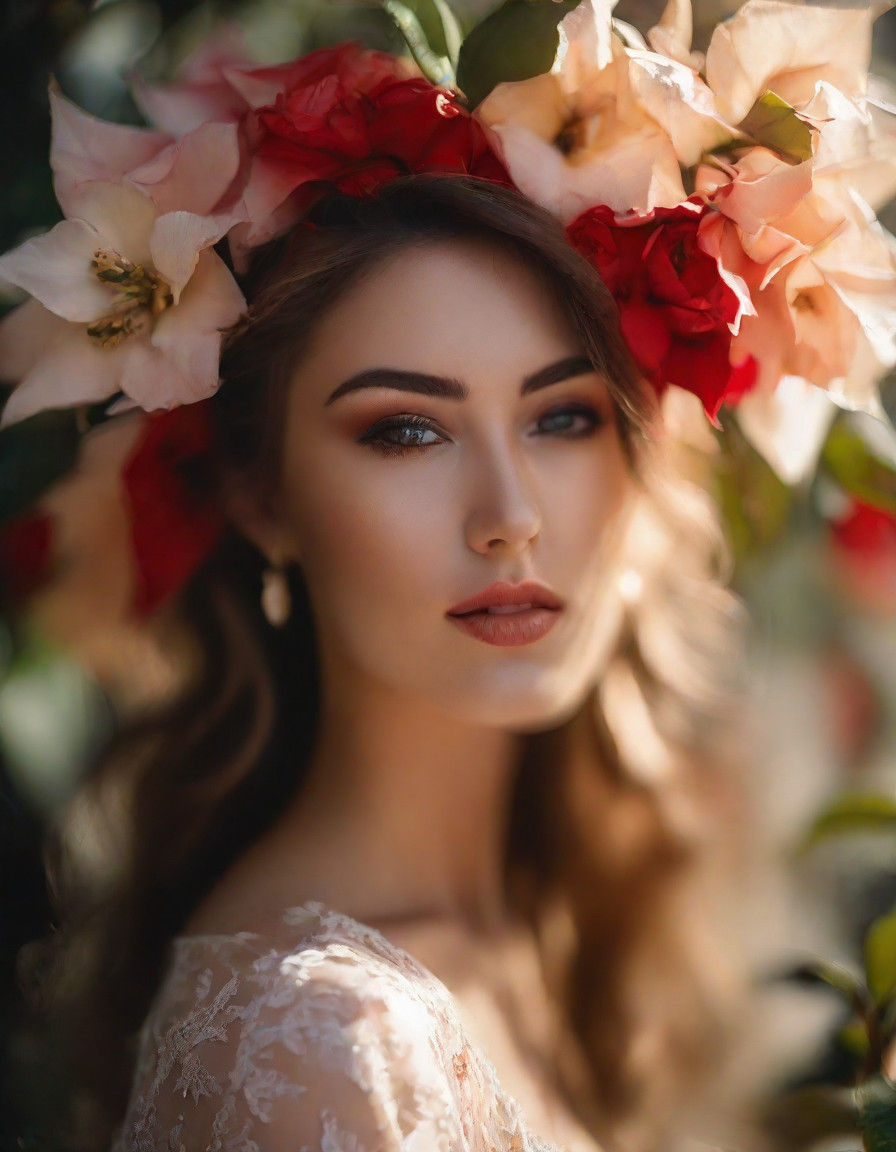 Elegant Woman in Earthy Realism, Carrying Cherry Pie Amidst...