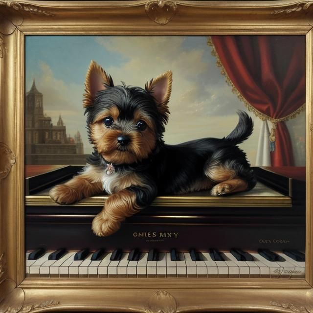 Yorkie Puppy Dream: An Exquisite Oil Painting