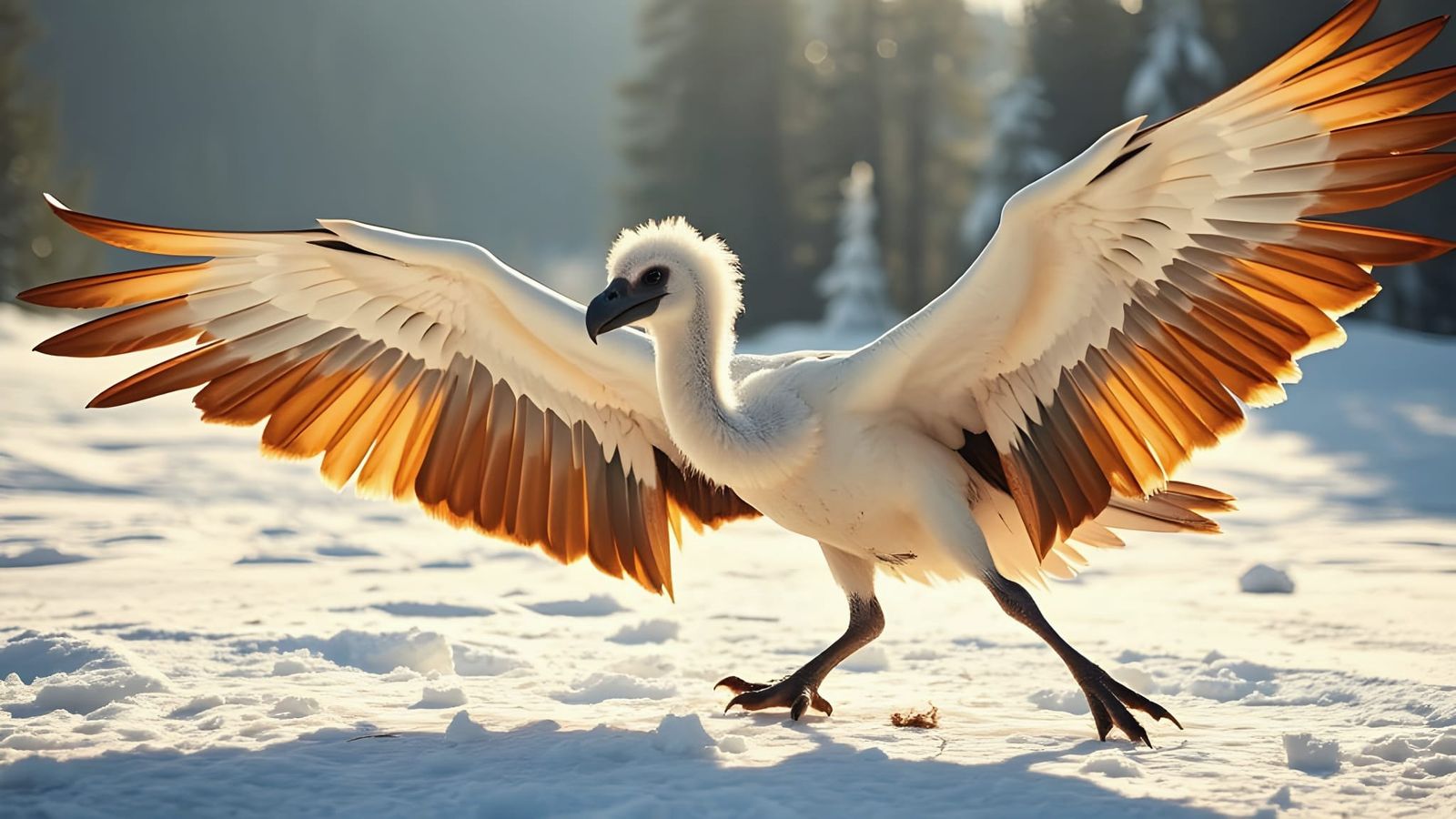 Griffon vulture spreading wings