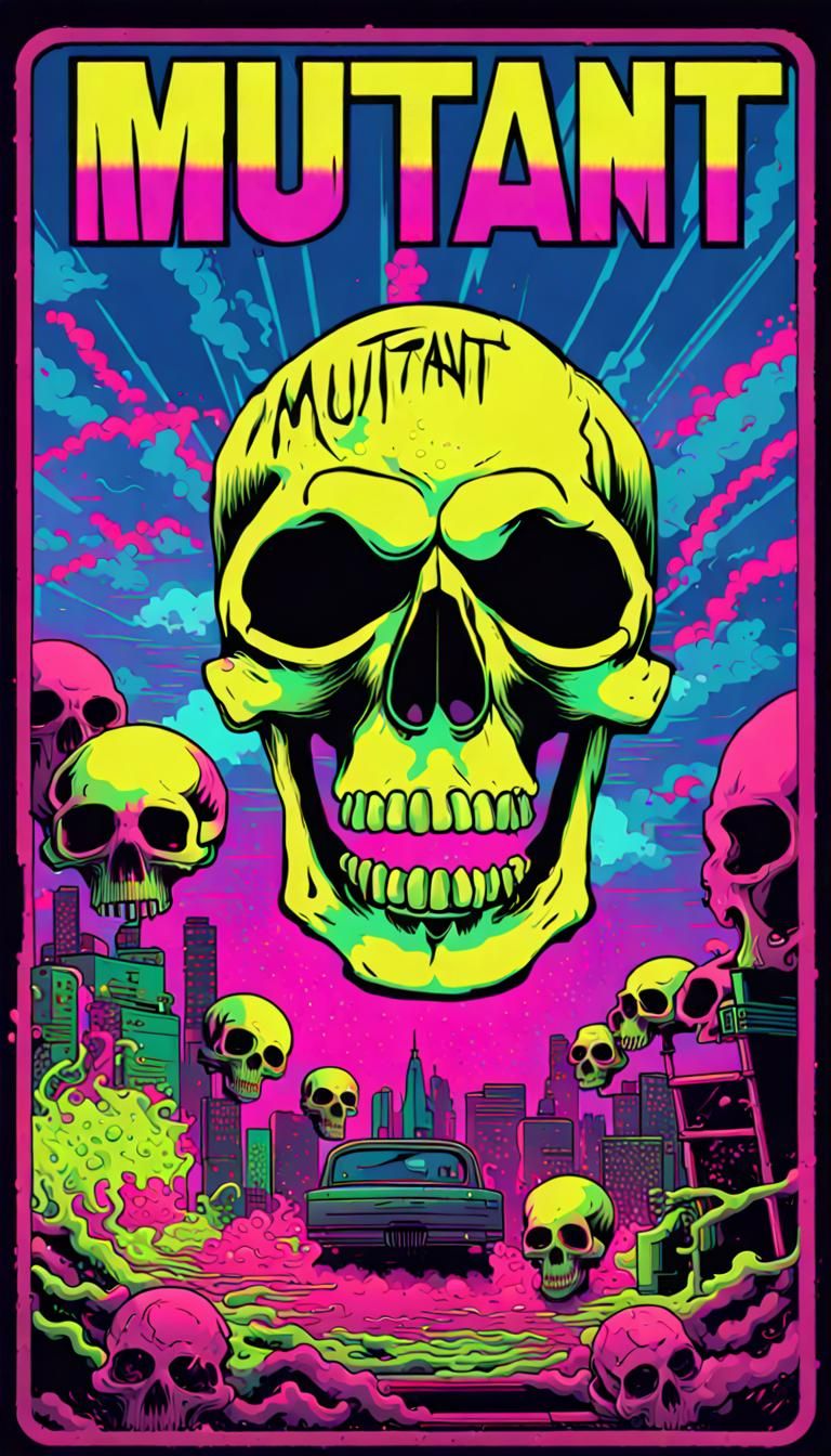 Synthwave Album Cover with Toxic Skull