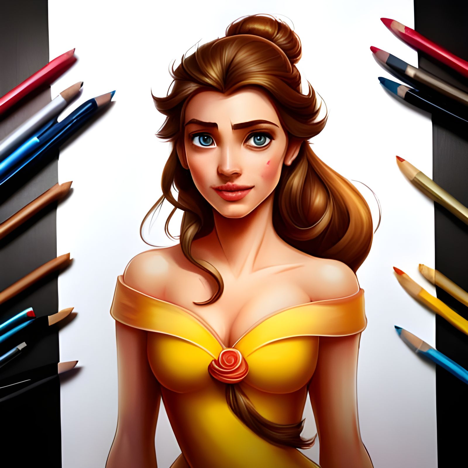 Gorgeous Princess Belle Hyperrealistic Full-Body Portrait