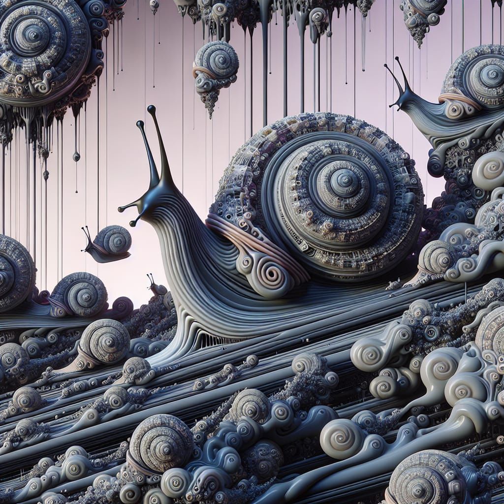 Neon Grey Snailiens in an Enormified Neonstorm