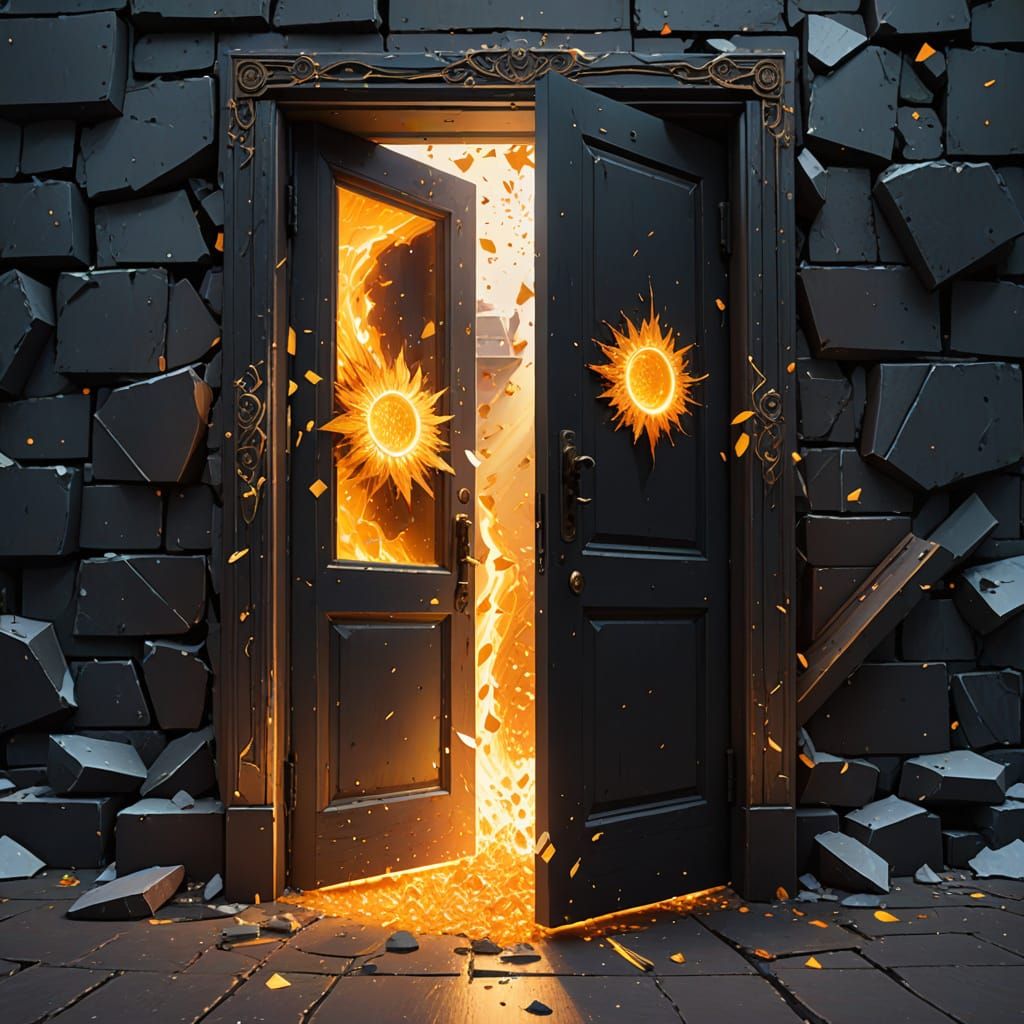 Abstract Doorway with Explosive Solar Bloom