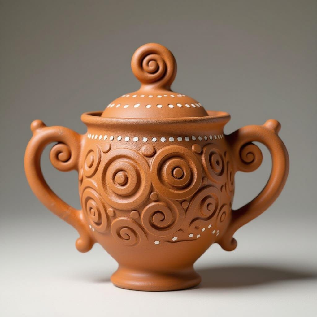 Terracotta Cup with Organic Design as Earthenware
