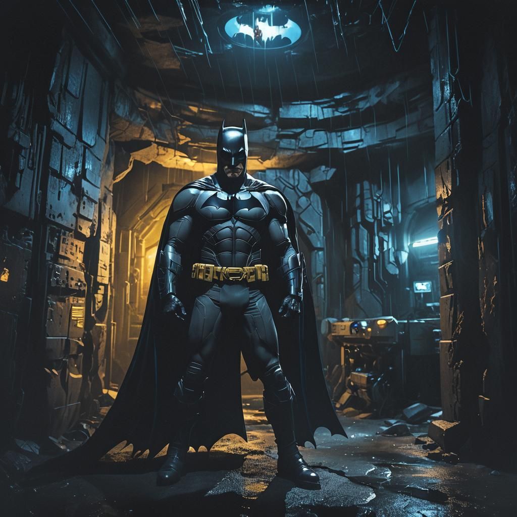 Batman in Film Noir Double Exposure