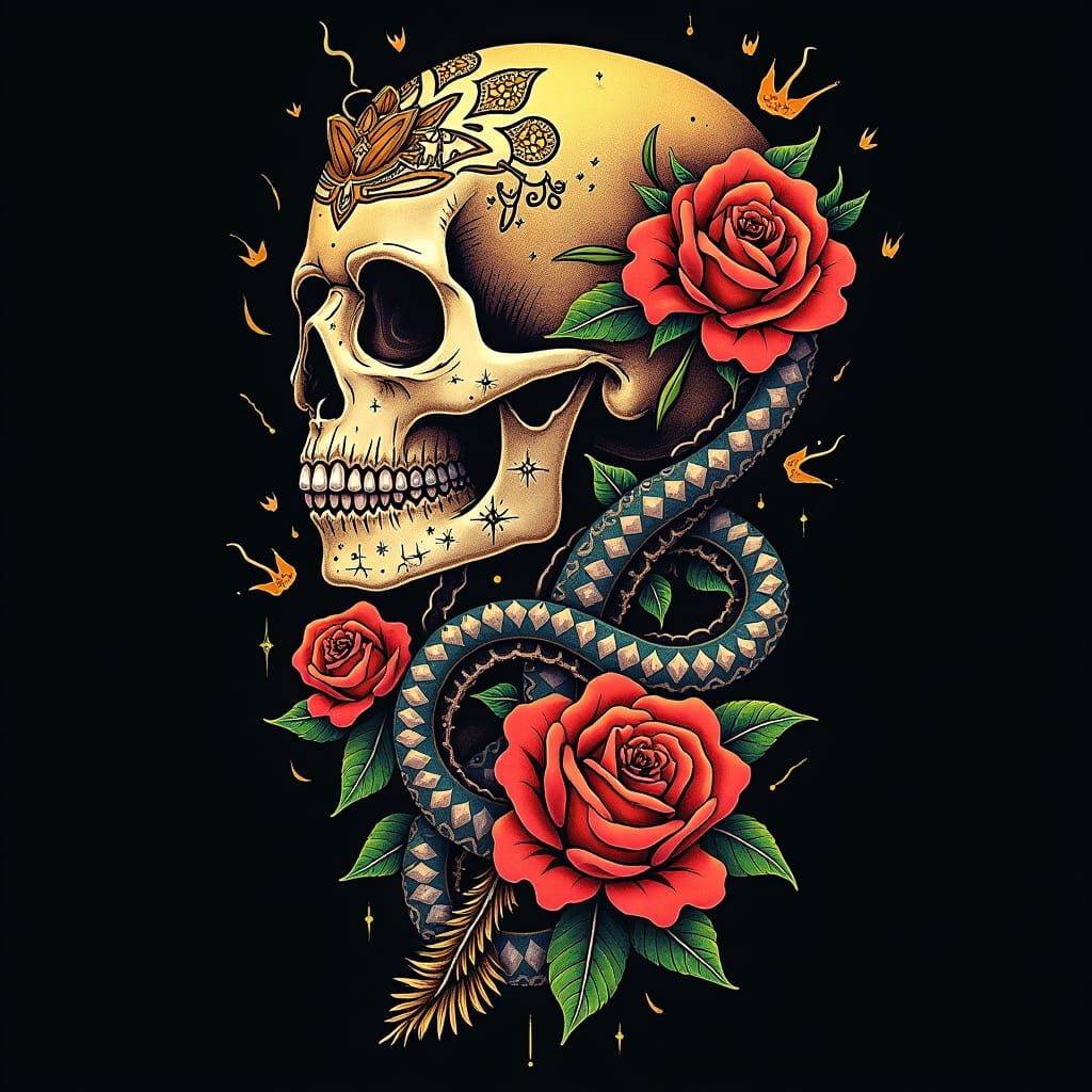 Dynamic Tattoo Art: Sugar Skulls and Geometric Designs