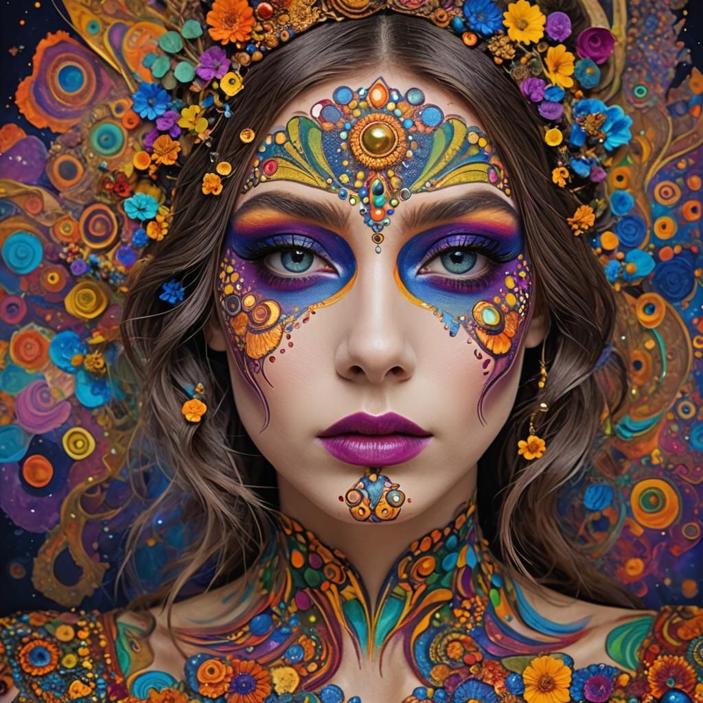 Psychedelic Makeup Art Portrait