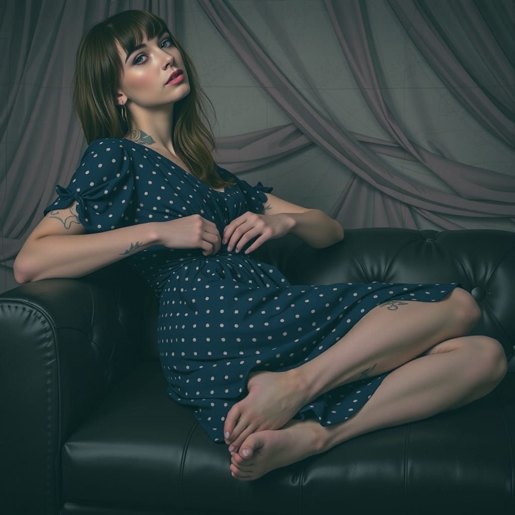 Tattooed Woman in Alphonse Mucha Style