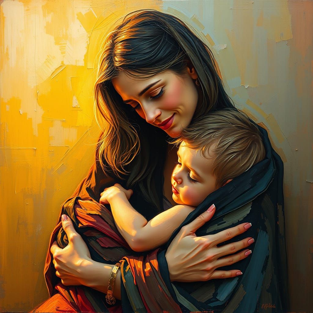Mother and Child in Warm Golden Light