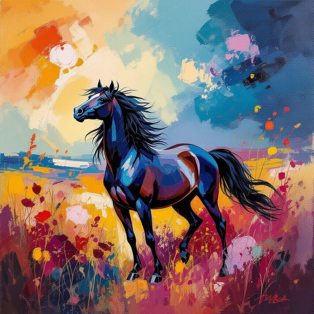 Wild Spirit: Impressionist Gouache Watercolor Masterpiece