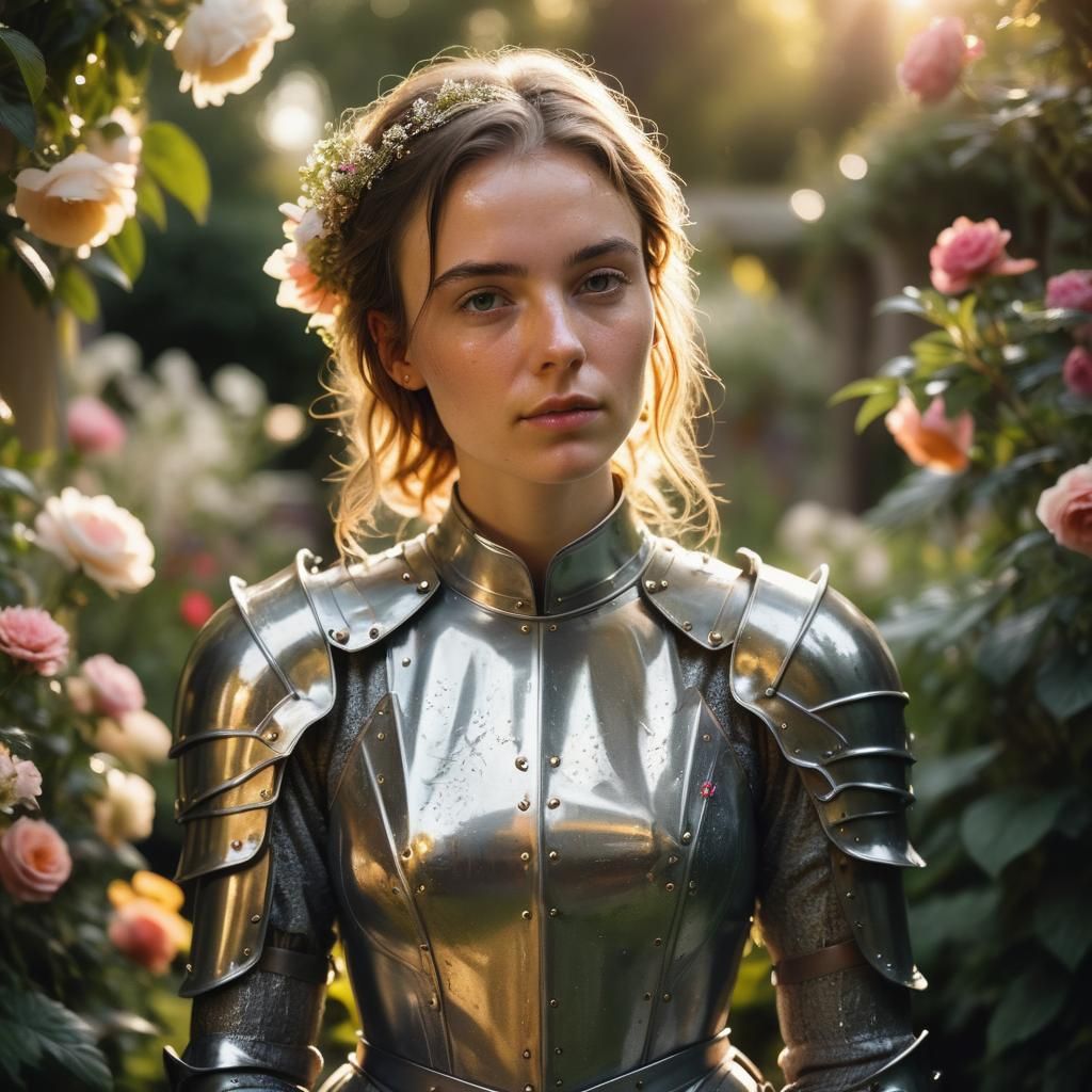Sweat-Drenched Knight Vow in a Floral Garden